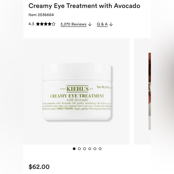 Large Size - Kiehl's Creamy Eye Treatment with Avocado .95oz - Picture 5 of 5